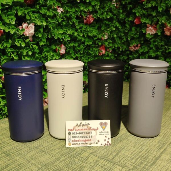 تراول ماگ انجوی استیل دوجداره درب رنگی